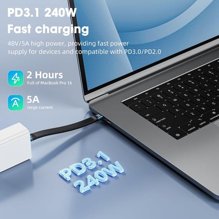 All-in-1 10 CM USB-C 4 Kablo – PD3.1 240W Hızlı Şarj ve Yüksek Hızlı Veri Transferi Gri WAN-01
