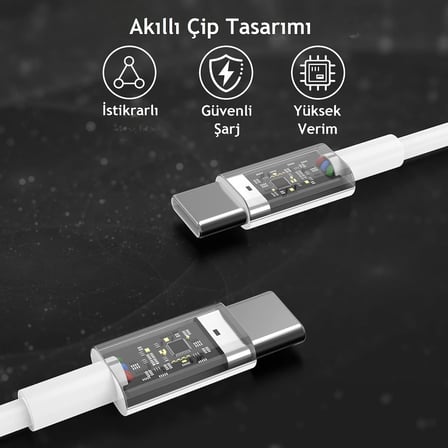 Type C-C, 1Metre, 60Watt PD Hızlı Şarj Kablosu, TPE Dış Yüzey, iPhone 15/16/17 ve Android İçin, IPH (1Ad x 1Metre Açık Gri)