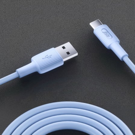 66W USB-A to USB Type-C Silikon Hızlı Şarj ve Data Kablosu Mavi 1 Metre