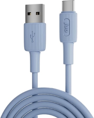 66W USB-A to USB Type-C Silikon Hızlı Şarj ve Data Kablosu Mavi 1 Metre