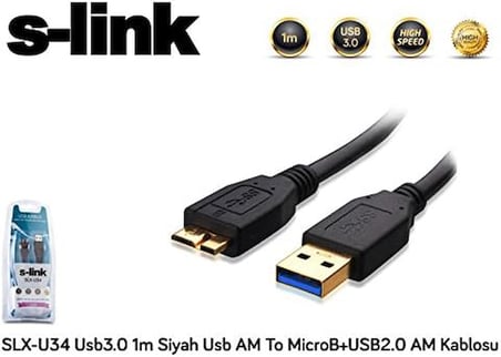 SLX-U34 Usb3.0 1m Harici Disk 2'li Data+Şarj Micro Usb Kablosu