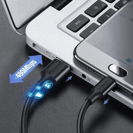 2.0 A USB-A & Micro USB Data ve Şarj Kablosu, 50 Santimetre, Siyah, ACBUGN60135
