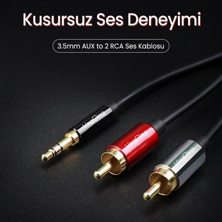 3.5mm AUX to 2 RCA Ses Kablosu 1.5 Metre