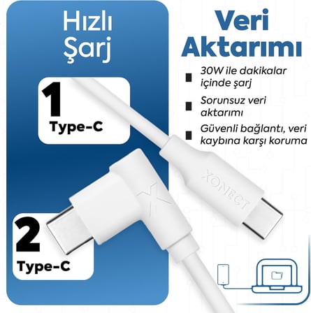 Type-C to Type-C ile Uyumlu iPhone ve Samsung ile Uyumlu Hızlı Şarj ve Data Kablosu 200 cm L Tipi Gaming (Siyah)