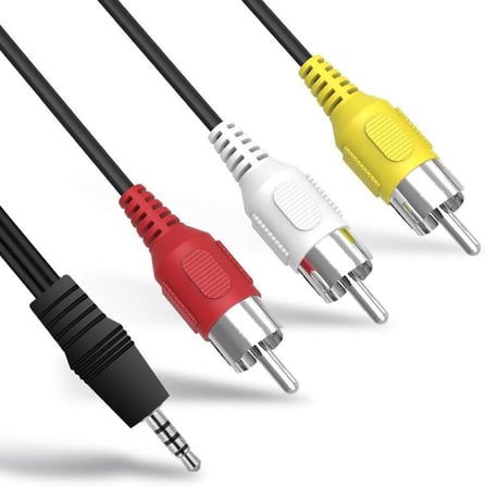 3.5 mm Stereo to 3 RCA Ses ve Video Dönüştürücü KabloUydu Alıcısı, TV, Ses Sistemi Uyumlu