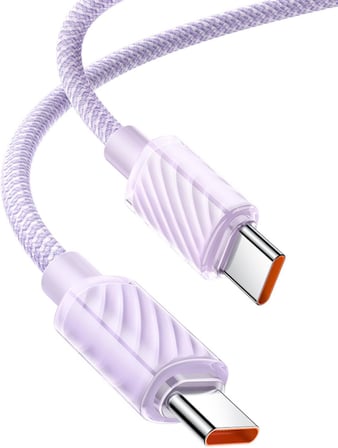 CA-3672 Crystal Serisi Type-c Type-c 100W PD Hızlı Şarj ve Örgü Kablo Mor 1.2m