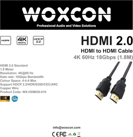 HDMI Kablo 4K 60Hz 18G HDCP2.2 ARC Dolby Desteği HDMI 2.0 Versiyon (1,8 Metre)