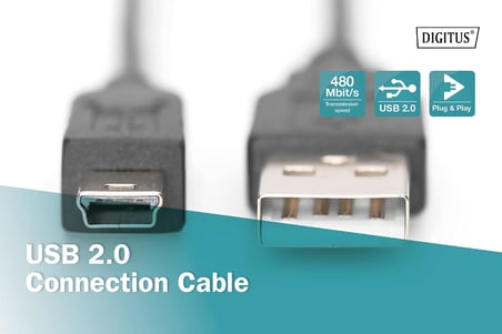 Assmann AK-300108-010-S Usb 2.0 Bağlantı Kablosu, A Tipinde - Mini B (5 Pimli) M/M, 1.0M, Usb 2.0 Uyumlu, Bl