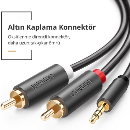 3.5mm AUX RCA Ses Kablosu, 1.5 Metre