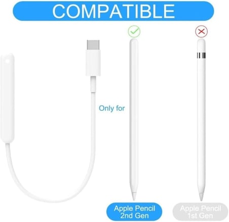 Apple Pencil 2. Nesil İle Uyumlu Masaüstü Manyetik Type-C Şarj Cihazı Beyaz 35cm Kablo Uzunluğu iPad Pencil Kalem ile Uyumlu Manyetik Şarj Kablosu