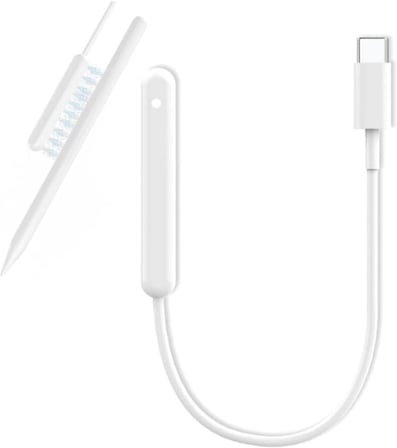 Apple Pencil 2. Nesil İle Uyumlu Masaüstü Manyetik Type-C Şarj Cihazı Beyaz 35cm Kablo Uzunluğu iPad Pencil Kalem ile Uyumlu Manyetik Şarj Kablosu