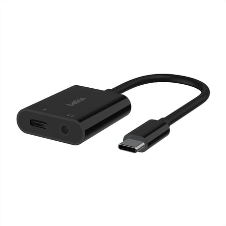RockStar USB-C Şarj Adaptörlü 3,5 mm Ses, iPad Pro, Galaxy, Note, Google Pixel, LG G6, Sony Xperia, OnePlus ve Daha Fazlası ile Uyumlu USB-C Ses Adaptörü - Siyah