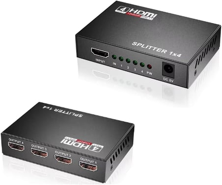 4 Portlu HDMI Splitter Dağıtıcı, 1 Giriş 4 Çıkışlı, Aynı Anda Görüntü Dağıtımı, 1.4V 1080P