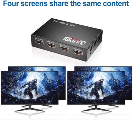 4 Portlu HDMI Splitter Dağıtıcı, 1 Giriş 4 Çıkışlı, Aynı Anda Görüntü Dağıtımı, 1.4V 1080P