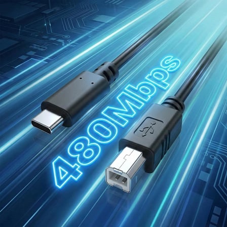 Type-C to USB-B Yazıcı Tarayıcı Printer Kablosu (1.5 METRE) - PC ve Laptop ile Yazıcı Ara Bağlantı Data Kablosu - USB 2.0 Hızlı ve Stabil Yazdırma - Kolay Kullanım - USB-C Printer Kablosu