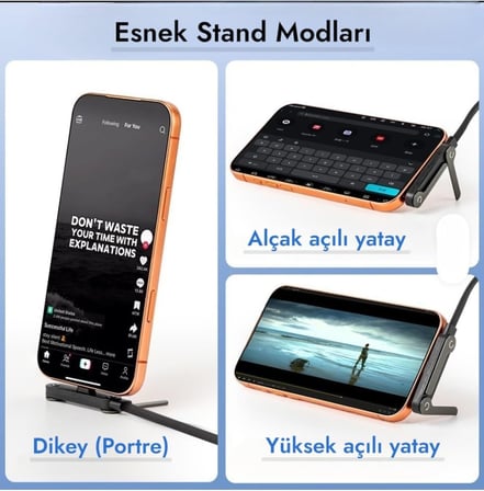 240W Ultra Hızlı Type-C Şarj Kablosu – 1.5M Örgülü, Katlanabilir Standlı Ergonomik Tasarım, PD Hızlı Şarj ve Data Aktarım Kablosu