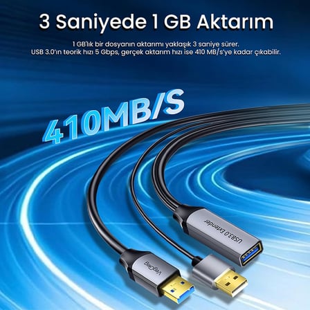 USB 3.0 Uzatma Kablosu Sinyal Güçlendirici Extender Destekli USB-A Uzatıcı Kablo 5 Metre