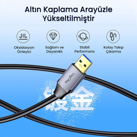 USB 3.0 Uzatma Kablosu Sinyal Güçlendirici Extender Destekli USB-A Uzatıcı Kablo 5 Metre