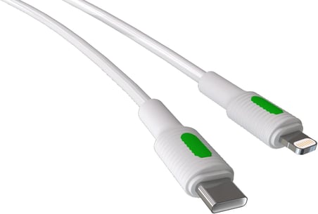 Coral Type C-Lightning PD Hızlı Şarj Kablosu (Beyaz + Yeşil/Beyaz Uç) (150 CM)