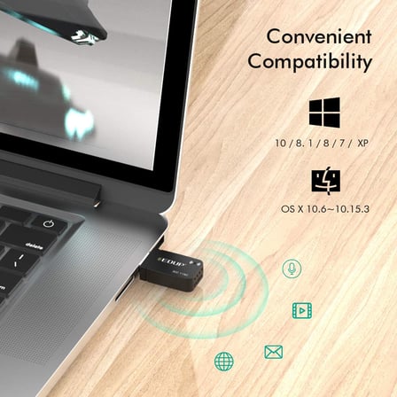 AC 1300 Mbit/s USB WLAN Adaptörü, Çift Bant WiFi Stick 2.4G/5GHz USB3.0 Adaptör Kablosuz Ağ Alıcısı WiFi Dongle, Masaüstü Bilgisayar/Dizüstü Bilgisayar için, Windows 11/10/8.1/7/Vista Mac OS X