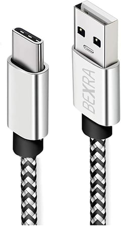 USB Type-C Hızlı Şarj Kablosu, 1 Metre, 2.1A, Naylon Örgülü Kopmaz Veri Kablosu, Samsung, Xiaomi, Huawei ve Tüm Android Cihazlar ile Uyumlu, Gri, 2 Yıl Garantili
