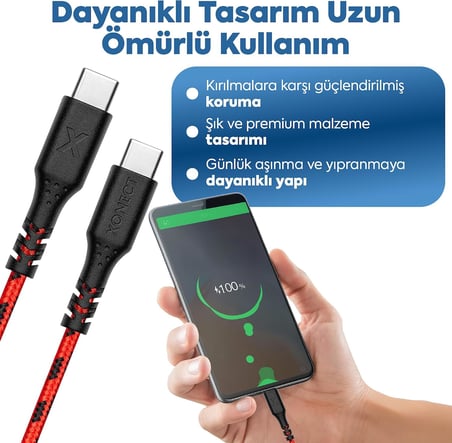 Type-C to Type-C ile Uyumlu iPhone ve Samsung ile Uyumlu Hızlı Şarj ve Data Kablosu 40 cm (Siyah)