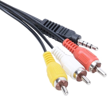 3.5mm Stereo Erkek Jack - 3 RCA AV Kablo 1.2 Metre | Uydu Alıcısı, TV, Ses Sistemi Uyumlu