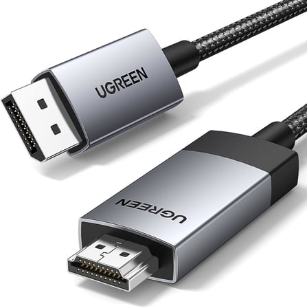 4K@60Hz DisplayPort HDMI Kablosu Tek Yönlü DP 1.2 - HDMI 2.0 Kablosu HDR Aktif Alüminyum Örgülü DP'den HDMI'ya Dönüştürücü Çoklu Ekran için Monitör, Projektör, Dell, Lenovo (1M) ile Uyumlu