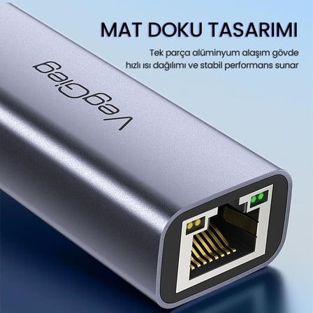Type-C 1000Mbps Gigabit Ethernet Adaptörü PC, Mac, Konsol, Tv Box Uyumlu