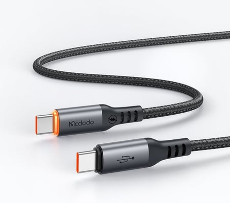 CA-2040 Type-c Type-c 100W PD Hızlı E-Marker Çipli Örgü Poweroff Kablo 1.2m Siyah