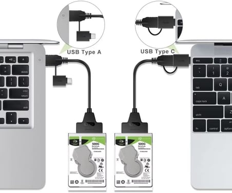 0442 2in1 USB 3.0 Type-C To 2.5 inç Sata Hdd Ssd Çevirici Dönüştürücü SATA–USB 3.0 / Type-C Kablo (2.5 inç HDD/SSD Uyumlu) Toplam Uzunluk: 30 cm Yüksek Hızlı Veri Aktarımı (5 Gbps)