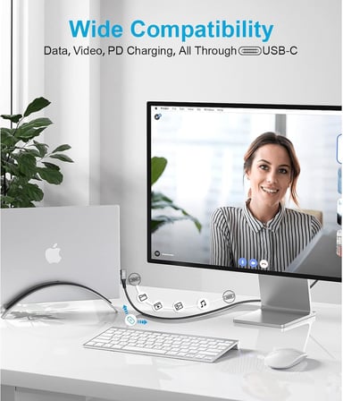 USB 4 Kablo, Thunderbolt Kablo için Dik Açı PD 240 W Çift Destekler 8K HD Ekran USB C Kablosu 8K@60Hz 40Gbps Veri Aktarımı (1Metre/4ft) ZR849
