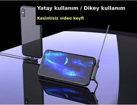 240W 2'si 1 Arada Type-C Hızlı Şarj Kablosu 1.2m Standlı, PD Destekli, Lightning Uyumlu Çok Fonksiyonlu Şarj ve Data Kablosu