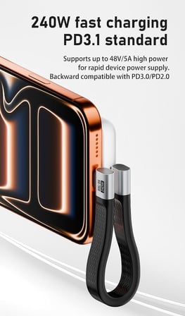 USB4 13 Cm Type-C Kablo 80Gbps, 240W PD 3.1 Hızlı Şarj, 8K@60Hz Görüntü Aktarımı, Kısa Esnek USB-C Kablo, Thunderbolt 4 ile Uyumlu OTGH