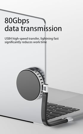 USB4 13 Cm Type-C Kablo 80Gbps, 240W PD 3.1 Hızlı Şarj, 8K@60Hz Görüntü Aktarımı, Kısa Esnek USB-C Kablo, Thunderbolt 4 ile Uyumlu OTGH