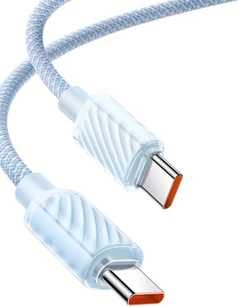 CA-3671 Crystal Serisi Type-c Type-c 100W PD Hızlı Şarj ve Örgü Kablo Mavi 1.2m