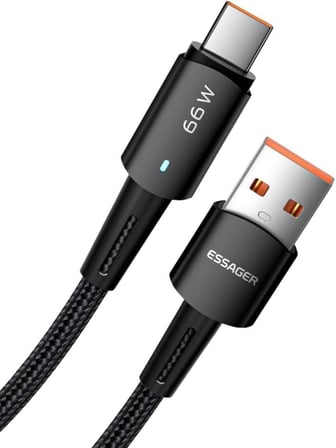 Premıum Örgü Kopmaz Kablo 1Metre 6A 66W USB To Type-C Şarj Kablosu Data Kablosu Akım Koruma