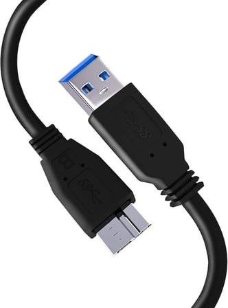 Western Digital WD/Seagate/Elements/Toshiba/My Passport/Samsung Galaxy S5 M3 1TB/Hitachi/Xbox/PS4 için Taşınabilir Sabit Disk için Usb 3.0 A - Micro B Harici Sabit Sürücü Kablosu - Siyah (50cm)