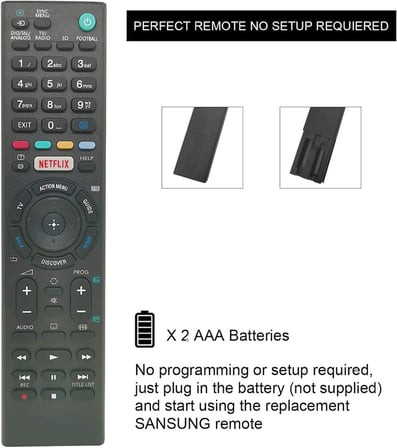 SONY Bravia Smart TV için Uygun Netflix Düğmeli Yeni Uzaktan Kumanda - Kurulum Gerektirmez RMT-TX100D RMT-TX200E RMT-TX101J RMT-TX102U RMT-TX102D