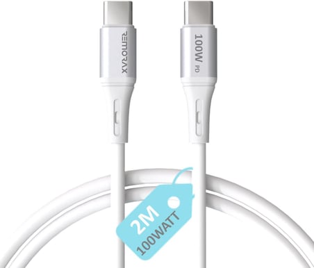 Type C-C, 2Metre, 100WATT PD Hızlı Şarj Kablosu, Wahoo (1Ad x 2Metre Beyaz)