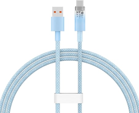 Explorer Serisi Hızlı Şarj Kablosu Akıllı Sıcaklık Kontrolü USB to Type-C 100W, 1m, Mavi