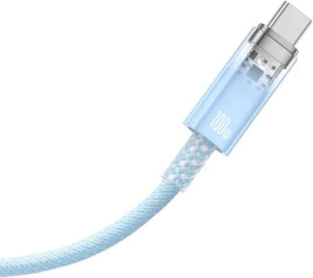 Explorer Serisi Hızlı Şarj Kablosu Akıllı Sıcaklık Kontrolü USB to Type-C 100W, 1m, Mavi