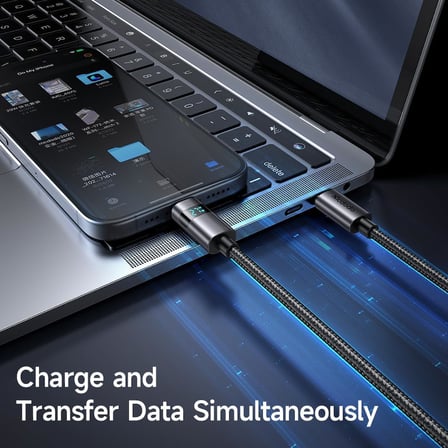 Ca-5610 USB-C To USB-C 100W Kablo Yatay Led Ekranli Siyah