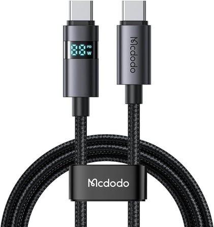 Ca-5610 USB-C To USB-C 100W Kablo Yatay Led Ekranli Siyah