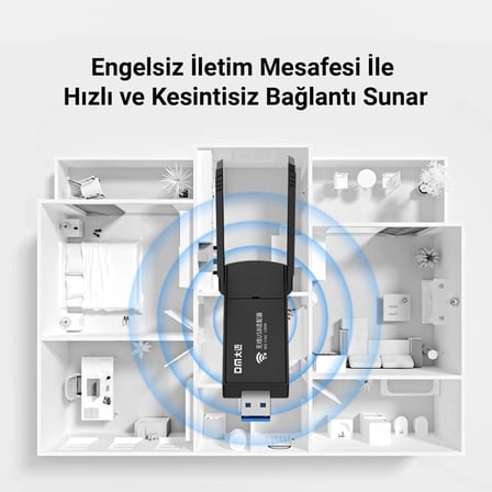 AD085 1300 Mbps Dual Band 5.8GHz USB Wireless Adaptör Wifi Alıcı Verici Access Point