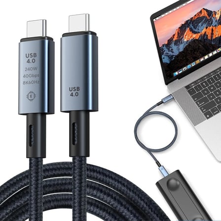 ZR848 240W USB 4.0 40GBPS 8k Thunderbolt Görüntü Aktarım ve Hızlı Şarj Kablosu 0,5 Metre