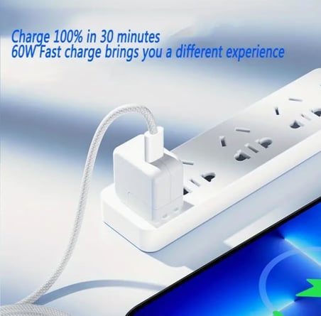 Sirius 60W İki Ucu Type-C Örgü Kablo, 1 Metre, Hızlı Şarj ve Veri Aktarımı, Dayanıklı ve Uzun Ömürlü Tasarım, Laptop ve Telefon Uyumlu, Beyaz