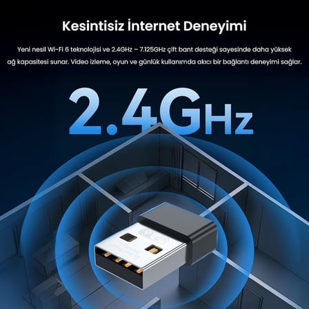 300Mbps Wifi 6 Çift Bant Kablosuz Alıcı Verici Nano USB Adaptör