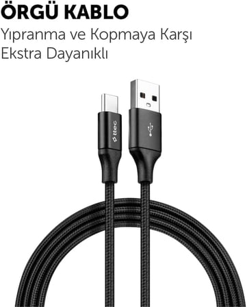 AlumiCable XL USB-A - USB-C Şarj Kablosu 2mt.