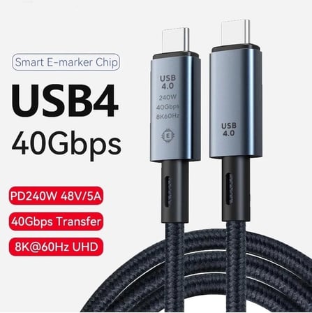 ZR851 240W USB 4.0 40GBPS 8k Thunderbolt Görüntü Aktarım ve Hızlı Şarj Kablosu 2 Metre